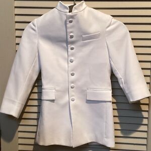 Andrew Fezza Kids White Mandarin Collar Jacket